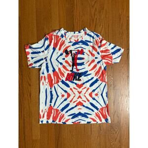 Nike Red White Blue "Tie Dye" Pattern Weightlifting Men's Large T-Shirt- EUC‎